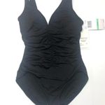Coco reef Black shirred v neck one piece swimsuit Size 10 Photo 0