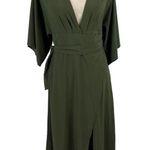 Athleta Calistoga Wrap Coverup Dress Green Stretch Kimono Sleeves Size Medium P Photo 1