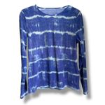 Lands' End  Swim Shirt Rash Guard Blue White Tie Dye‎ Look Stripe Size M 10 12 Photo 2