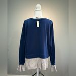 Maeve Navy Crewneck Mixed Media Top Size L NWT Photo 1