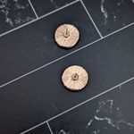 Vintage Stud Earrings Black & White Scale Pattern With Gold Tone Halo Photo 5