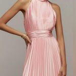 Mac Duggal NWT 26992 Halter Pleated Maxi Dress in Pink Photo 1