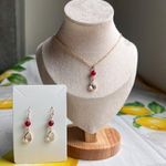 July Birthstone, Ruby Necklace, Red Chalcedony, Quartz Teardrop, Dainty, Casual Photo 4