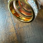 Henri Bendel Deco Triple‎ Split Crystal ring size 7. In Gold Tone Photo 5
