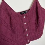 Kendall + Kylie Burgundy Crochet Embroidered Cropped Top Photo 1