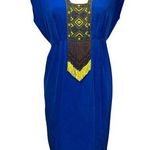 Tibi Cascade Beaded Silk Royal Blue Cap sleeve A-Line Dress Egyptian Vibe Size ) Photo 0