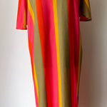 ZARA sz M Short sleeve V neck midi stripe shift dress Photo 0