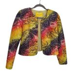 Flores & Flores Cropped Colorful Silk Jacket Size 6 Yellow Photo 0