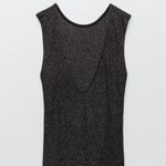 ZARA  KNIT V-NECK MIDI DRESS W/ METALLIC THREAD Black/Gold Size S NEW Photo 5