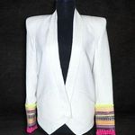 Bless The Mess Structured Blazer Artisan Neon Embellished Cuffs White sz M 38 Photo 0