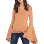 Free People orange bell sleeve off the shoulder blouse size XS Photo 0