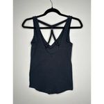 Free People  Womens Black Stretch Jersey Strappy Back Fitted V-Neck Tank Top XS Photo 3