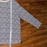 Rafaella  Long Sleeve Women's Boat Neck White Navy Cross Tiles Print Top Size L Photo 5