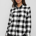 True Craft Shirt Womens Size S Black White Plaid Buffalo Check Button-Down Photo 0