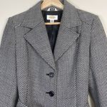 Talbots  Blazer Jacket Women's 6 Black‎ & White Striped Tie Waist Notch Lapel Photo 1