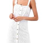 ZARA Eyelet Tie Strap Button Front Mini Dress 7521/341/250 White Size Medium Photo 0
