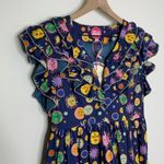 Celia B Atlas Dress Midi Navy Multi Womens New Size Medium Summer Belted Blue Photo 6