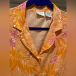 Erika VTG Orange & Pink Tropical Floral Print Sleeveless Button-Up Blouse Top Photo 3