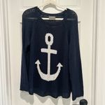 Wooden Ships Anchor Raglan Cotton Crew Neck Sweater Navy Blue White Medium Large Photo 1