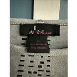 Alberto Makali Women's L Gray Faux Suede Top Crew Neck Laser Cut Boxy Fit Blouse Photo 2