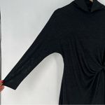 Nic+Zoe Soft Knit Gathered Twisted Waist Dolman 3/4 Sleeve Mock Neck Dress Photo 2
