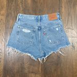 Levi's Premium 501 Button Fly Distressed/Ripped Light Wash Cutoff Jean Shorts Photo 7