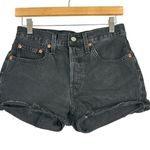 Levi's 501 Jean Shorts Womens 26 Black High Waisted Distressed Retro 90s Grunge Photo 0