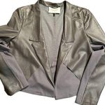 Halston Heritage Halston HeritageCropped Leather Open Jacket Size M preowned smoky grey color. Photo 0