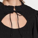 Love The Label Anthropologie Black Smocked Puff Sleeve Blouse Sz.S NWT Photo 3