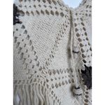 American Vintage Vintage 1970s Handmade Crochet Poncho with Mushroom Tassel Ties & Fringe S-M Photo 8