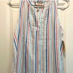 st. john's bay St. John’s Bay Striped Notch-Neck Sleeveless Tank Top Size M NWT Photo 3