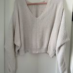 Pink Lily Medium White V Neck Sweater Photo 1