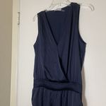 Ramy Brook Navy satin Sleeveless vneck jumpsuit size medium Photo 1