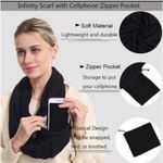 Beyond Yoga  Black Infinity Scarf With Cellphone Zippered Pocket Photo 5