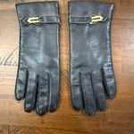 Vintage 80's Women's Black Faux Leather Gloves with Gold/Black Accent sz Small Photo 0