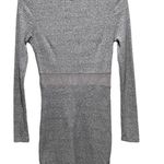 LF Rumor Boutique Long Sleeve Mock Neck Mesh Dress Grey Size Medium Photo 1