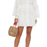 Alice + Olivia  Kiara Smocked Long Sleeve Button Front Dress in Off-white US 2 Photo 0