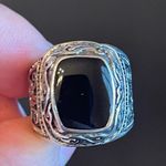 Sterling Silver Obsidian stone S925  ring size 8 Photo 3