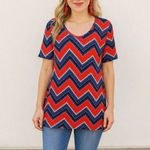 LuLaRoe  Perfect T Women’s Chevron Print Top | XXS | Red White Blue | NWT Photo 2