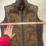 Bob Mackie  Wearable Art Embroidered Fleece Vest Size Small Brown Faux Fur Photo 3