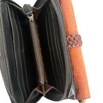 Brighton Vintage  Crossbody Bag‎ Organizer Leather Heart Accent Brown Black Woven Photo 6