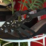 Karen Scott Black Dressy Sandals with Ankle Straps Photo 2