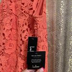 Lulus  Love Poem bright coral orange lace mini dress, size S, NWT Photo 2
