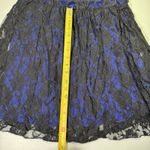 Gracie‎ Women's XL Little Black Lace Short Dress w/ Cobalt Blue Underlay Photo 5