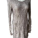 NWT, INC Coated Gold Metallic Cable Knit Crew Neck Sweater Dress or Tunic, Sz M Size M Photo 4