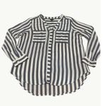 a.n.a . Striped Long Sleeve Rayon Blouse Size Large Breathable Lightweight Button Photo 6