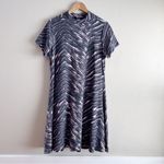Torrid Dark Grey & Pink Zebra Hacci Mock Neck Trapeze Dress, Size 1X Photo 1