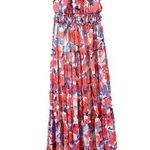 PATBO Violet Floral Flutter Halter Style Maxi Dress Size US 8 Cherry Photo 0