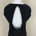MSK Dress Womens 14 Black Cowl Neck Sheath Draped Waist Beaded Cap Sleeve Knee Photo 9