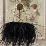 Black Ostrich Feather Bag with Pearl Strap and Crossbody Chain NWOT Photo 5